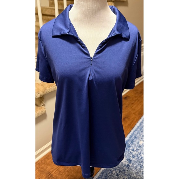 Tommy Bahama Tops - Tommy Bahama Golf Womens Blue Quarter Zip Short Sleeve Polo Shirt Size Large